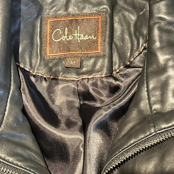 Cole Haan 100% Lambskin Black Leather Jacket - EUC, Size Medium - Picture 11 of 11